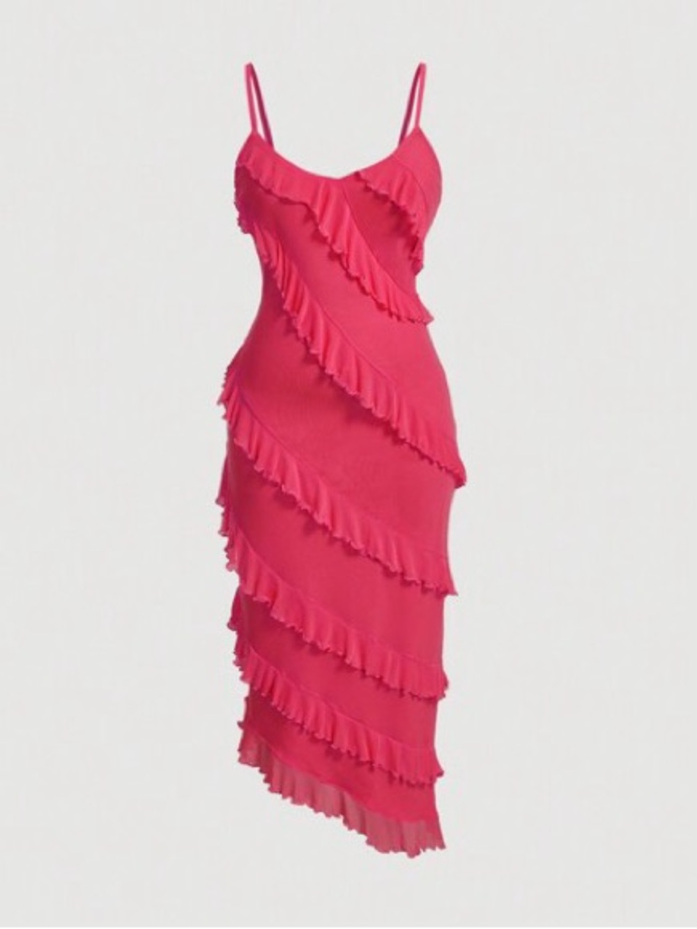 Hot Pink Ruffle Slip Dress